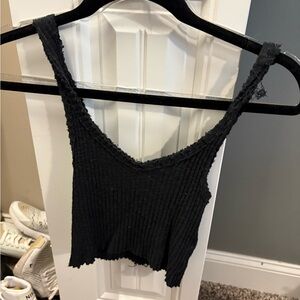 Urban Outfitters Black Ribbed Crop Tank Top